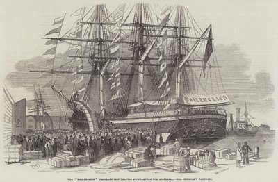 Vertrek van het emigrantenschip Ballengeich uit Southampton door Edwin Weedon